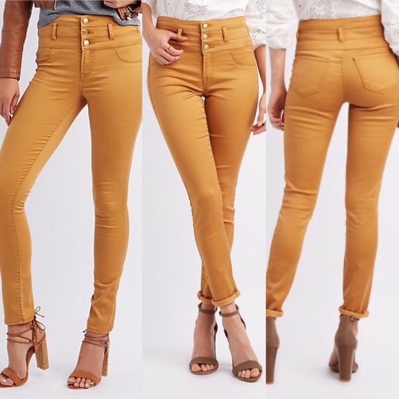 mustard high waisted jeans